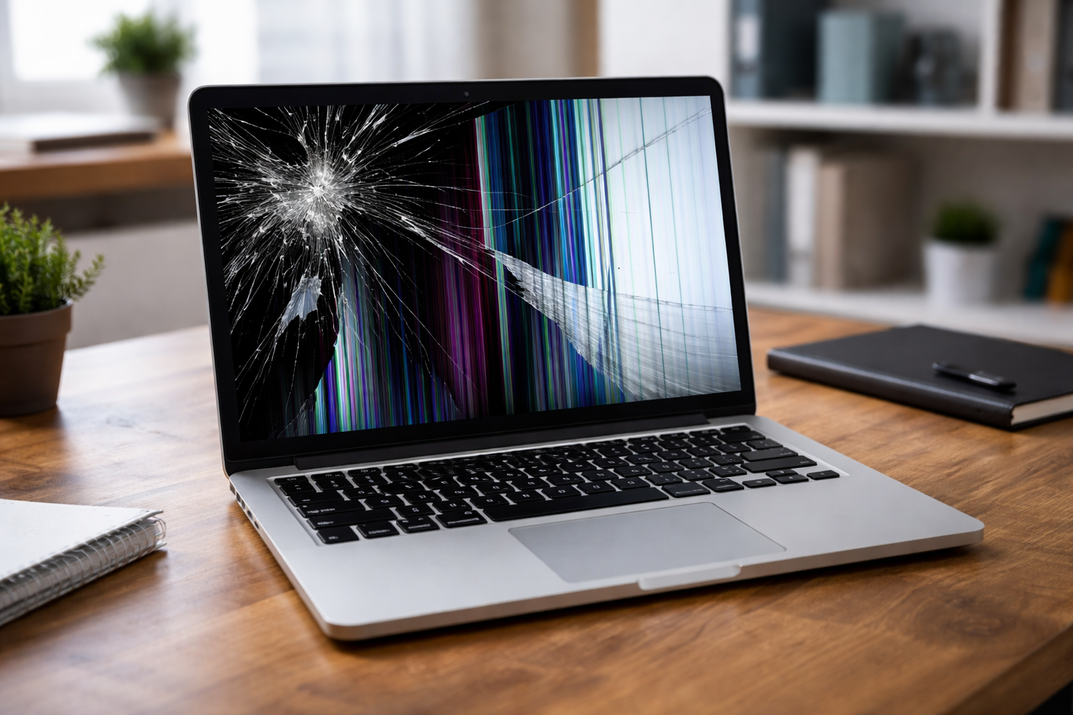 Laptop with a broken screen